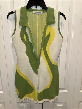 Sleeveless Knit Romper by Jungmaven in Green, Yellow & Cream